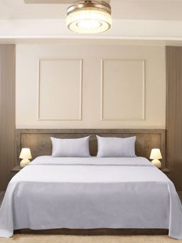 House of Owlet - Silver Solid 400TC Super King Bedsheet with 2 Pillow Covers