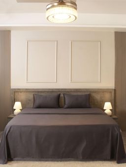 House of Owlet - Grey Solid 400TC Super King Bedsheet with 2 Pillow Covers