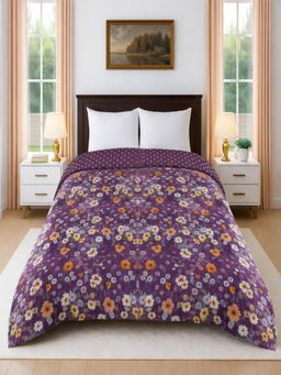 Threadwear - Cotton Reversible Floral 350 GSM Double Bed Comforter - Purple