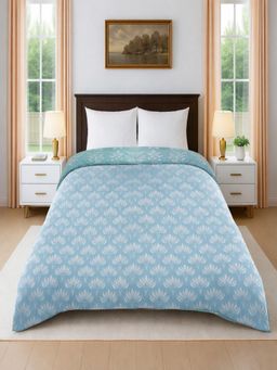 Threadwear - Cotton Reversible Floral 350 GSM Double Bed Comforter - Green