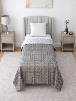 Threadwear - Reversible White Floral 350TC Cotton 2 Single Bed Dohars