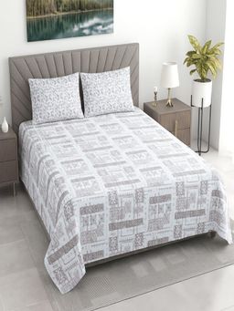 Threadwear - White Abstract 400TC Super King Bedsheet With 2 Pillow Covers