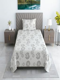 Threadwear - White Abstract 330TC Single Bedsheet With 2 Pillow Covers
