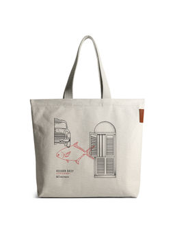 DailyObjects - 100% Cotton Canvas Kolkata City Womens Large Tote Bag White