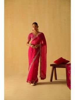 Sheetal Batra - Afsa - Rani Hotpink Pre Draped Saree With Stitched Blouse