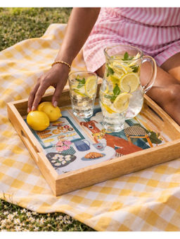 Chumbak - Citrus Zest Multi-Color Florentine Hound Wooden Tray