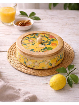 Chumbak - Citrus Zest Yellow Limonata Wooden Roti Box