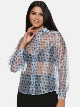 IS.U - Blue Floral Organza Top