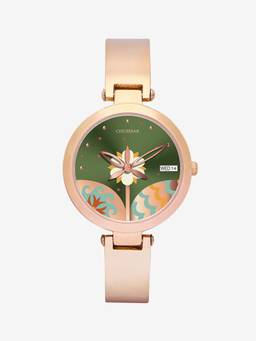 Chumbak - Bloom Metal Rose Gold with Olive Dial Watch (New_2025) (M)