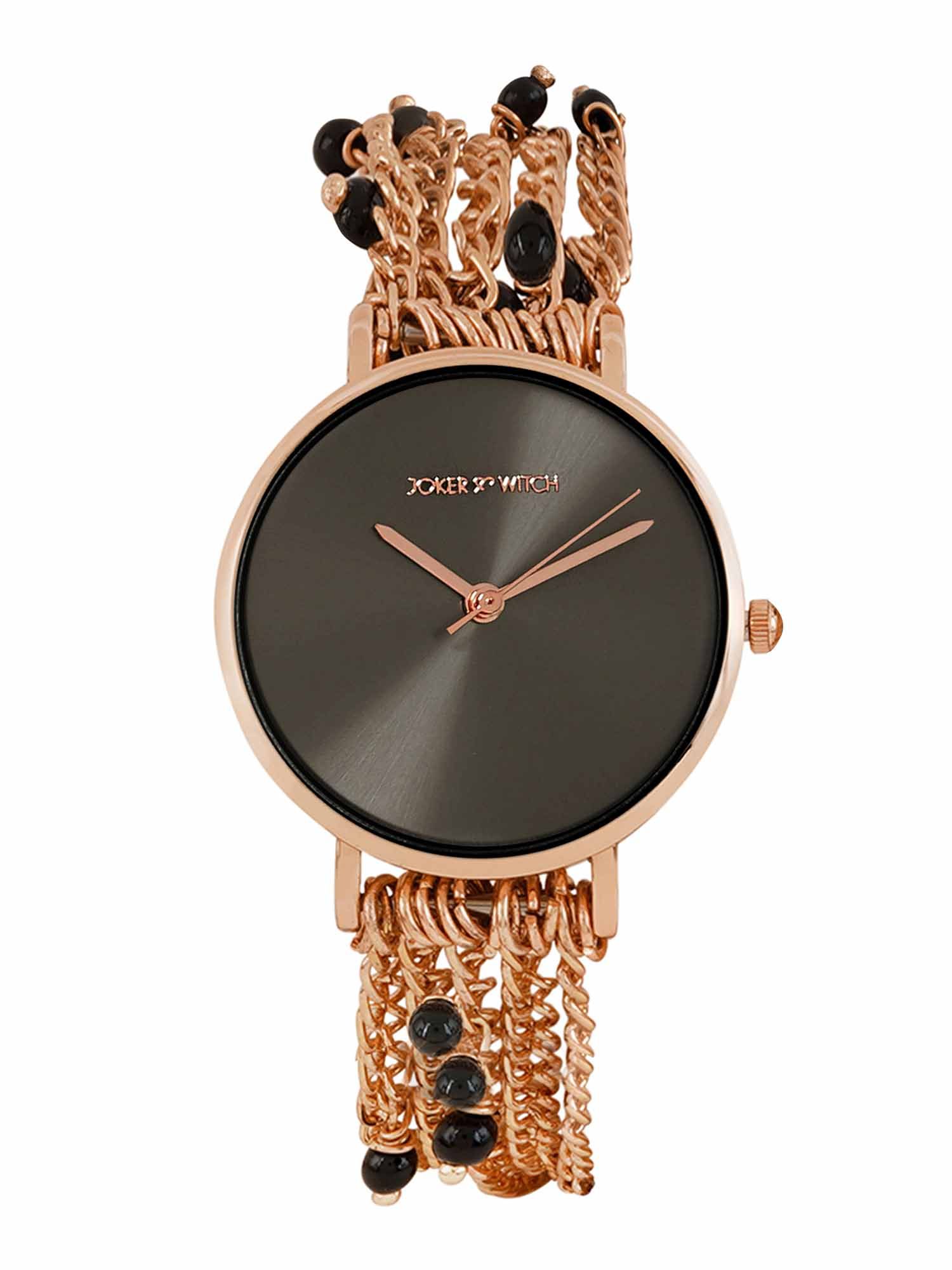 Buy Joker & Witch Adaline Black Sunray Dial Single Wrap Rose Gold