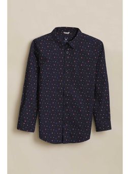 Allen Solly - Boys Navy Blue Print Casual Shirt