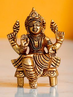 eCraftIndia - Goddess Laxmi on Chowki Handcrafted Brass Figurine