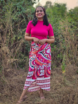 APAAPI THREADS OF GLORY - Pink Tropical Print Wrap Around Skirt