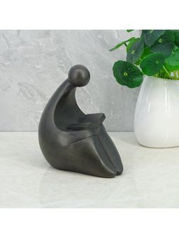 HomeTown - Noire Polyresin Man Reading Book 15 Cm Black