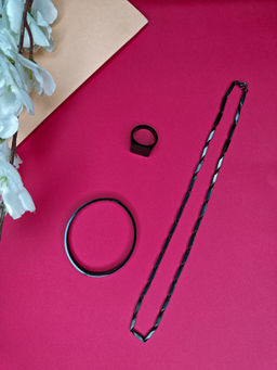 NVR - Men's Valentine Special Rhodium-Plated Bohemian Stainless Steel Combo Set