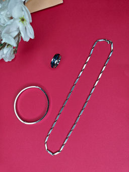 NVR - Men's Rhodium-Plated Stainless Steel Bohemian Valentine Special Combo Set