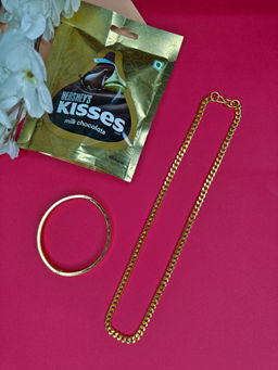 NVR - Men's Valentine Special Minimal Chain and Kada Bracelet with Chocolate Set
