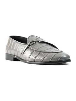 Monkstory - Grey Eclecta Croco Side Hook Slip On Loafers