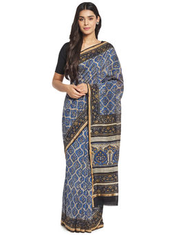 Fabindia - Multicolour Bagru Cotton Silk Saree