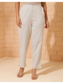Fabindia - Beige Cotton Linen Full Length Tapered Pant