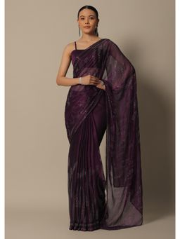 KALKI FASHION - Purple Radiance Saree with Unstitched Blouse
