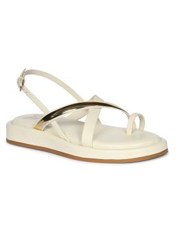 Viviblu - Women Off White Leather Footbed Sandals
