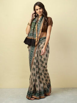 Fabindia - Cotton Silk Bagru Print Sari