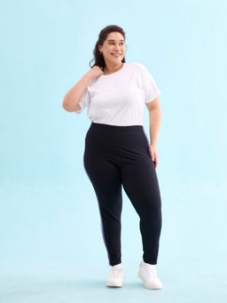 Go Colors - Women Black Knit Cotton Leggings