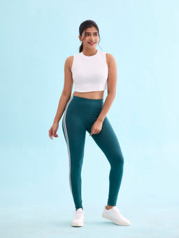 Go Colors - Women Green Cotton Leggings
