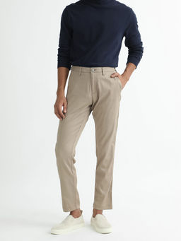 Rare Rabbit - Cellular Primary Beige Solid Trouser