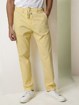 Rare Rabbit - Monter Primary Yellow Pop Colored Over Dyed Dobby Stripe Trouser