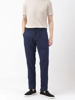 Rare Rabbit - Pastor Dark Blue Modern Crease Effect Trouser