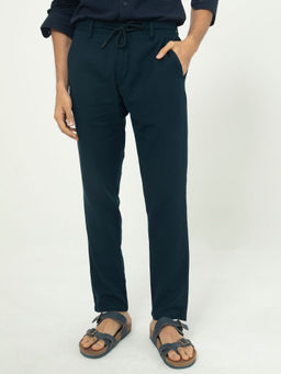 Rare Rabbit - Pastor Dark Petrol Modern Crease Effect Trouser