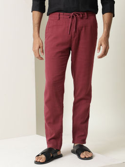 Rare Rabbit - Pastor Dark Red Modern Crease Effect Trouser