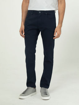 Rare Rabbit - Poke 2 Primary Navy Stretch Cotton Dobby Trouser