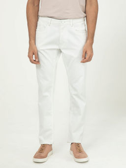 Rare Rabbit - Poke 2 Primary White Stretch Cotton Dobby Trouser