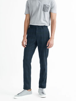 Rare Rabbit - Sander Primary Navy Elegant Check Stretch Trouser