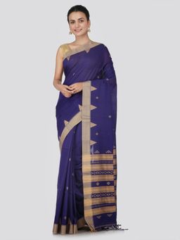 PinkLoom - Women's Cotton Saree With Unstitched Blouse Piece,Blue