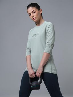 Technosport - Grey Women Printed Slim Fit Sports Tee for Yoga and Fitness with TECHNOCOOL+