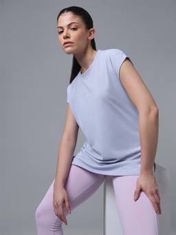 Technosport - Blue Women Solid Regular Fit T-shirt with VENTMESH