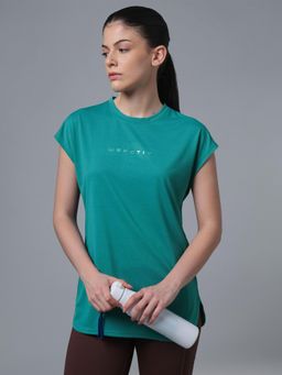 Technosport - Turquoise Women Solid Regular Fit T-shirt with VENTMESH