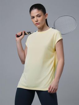 Technosport - Yellow Women Solid Regular Fit T-shirt with VENTMESH