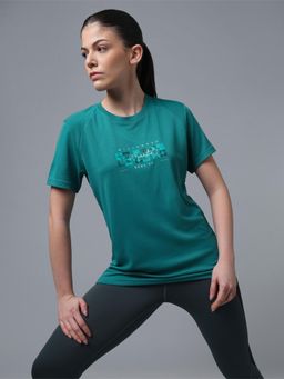 Technosport - Turquoise Women Printed Regular Fit Sports T-Shirt with Technocool+ Training