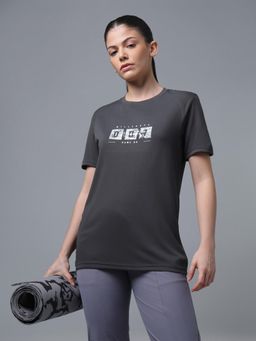 Technosport - Grey Women Printed Regular Fit Sports T-Shirt with Technocool+ Training