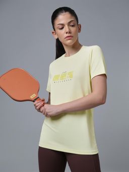 Technosport - Yellow Women Printed Regular Fit Sports T-Shirt with Technocool+ Training