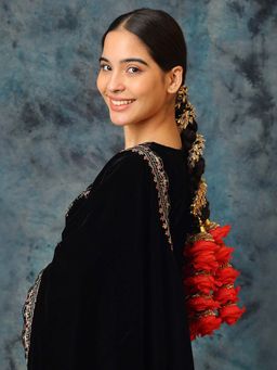 Ruby Raang Studio - Red Floral and Gota Parandi
