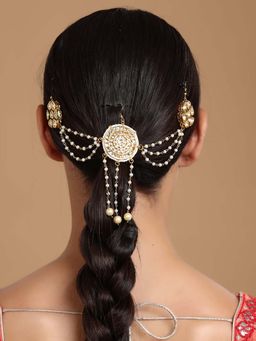 Ruby Raang Studio - Ruby Raang Women's Kundan Juda Pin with Pearls