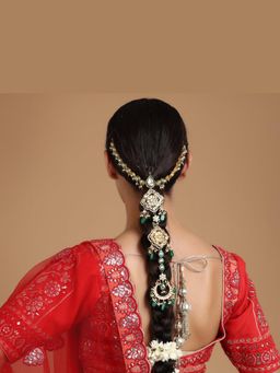 Ruby Raang Studio - Ruby Raang Kundan and Stone Hair Braid