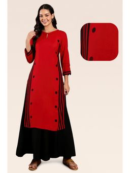 W - Maroon Keyhole Neck Straight Kurta