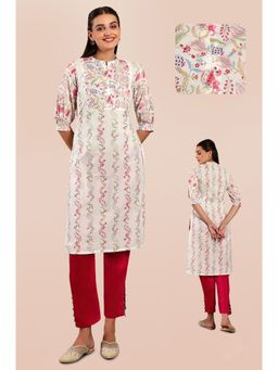W - Floral White Kurta